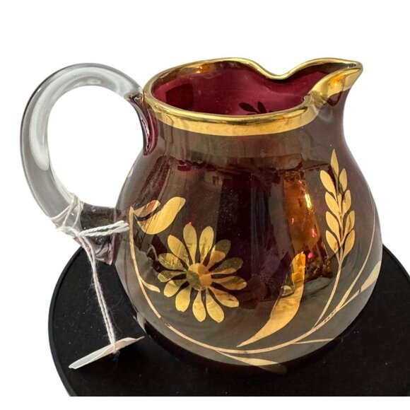 Avitra Crystal Glass Pitcher With Gold Floral Design VIDEO - Picture 1 of 6